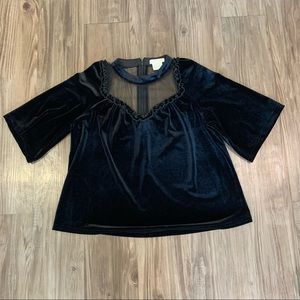 Foxiedox Black Net & Velvet Shirt